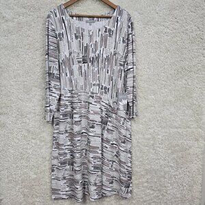 Habitat Gray Pullover Dress XL Artsy Above Knee Stretch‎ 3/4 Sleeve